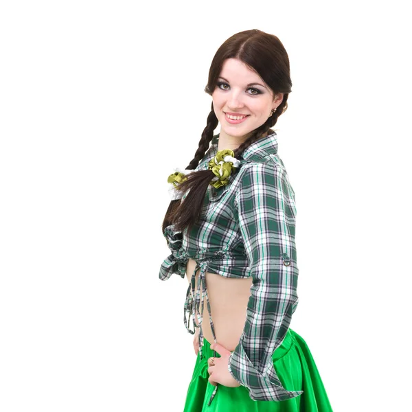 Friendly smiling girl with pigtails — Stock Photo, Image