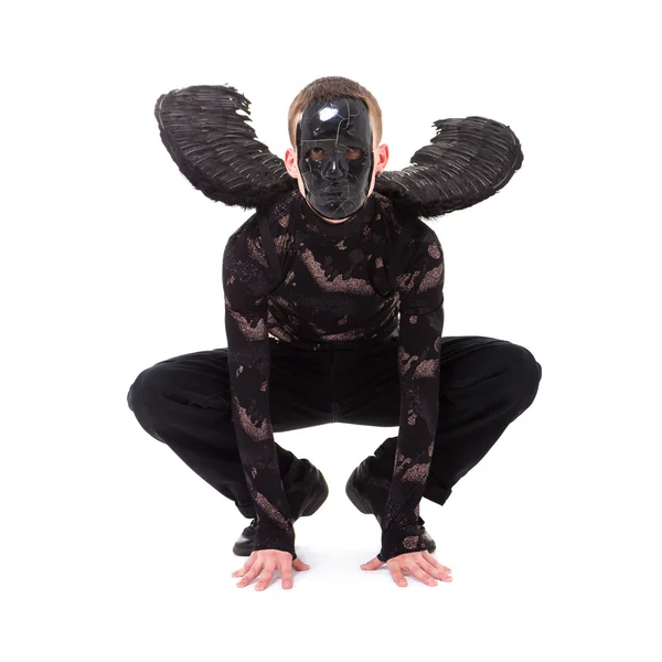 Czarny anioł ze skrzydłami — Zdjęcie stockowe