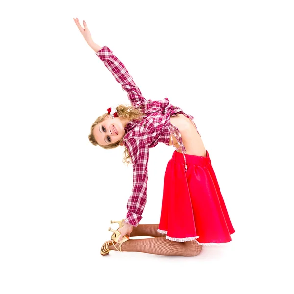 Amigável sorridente menina dançando — Fotografia de Stock