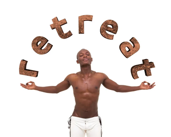 Retreat. Young muscular man meditating. — Stock Photo, Image