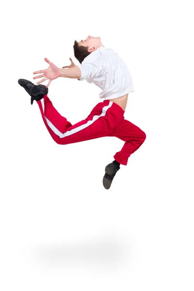 Hombre moderno bailarín saltando Fotos de stock libres de derechos