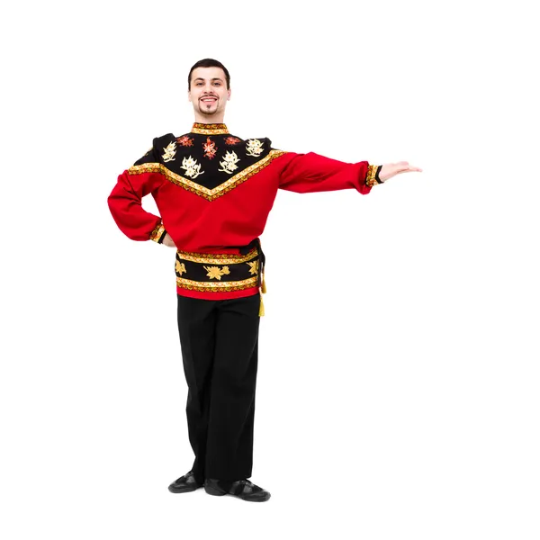 Young man wearing a folk russian costume posing — Stock Photo, Image