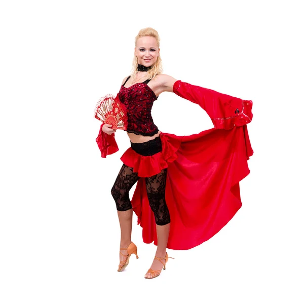 Gypsy woman dancing with fan — Stock Photo, Image