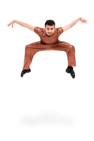 Hombre sonriente bailarín saltando — Foto de Stock