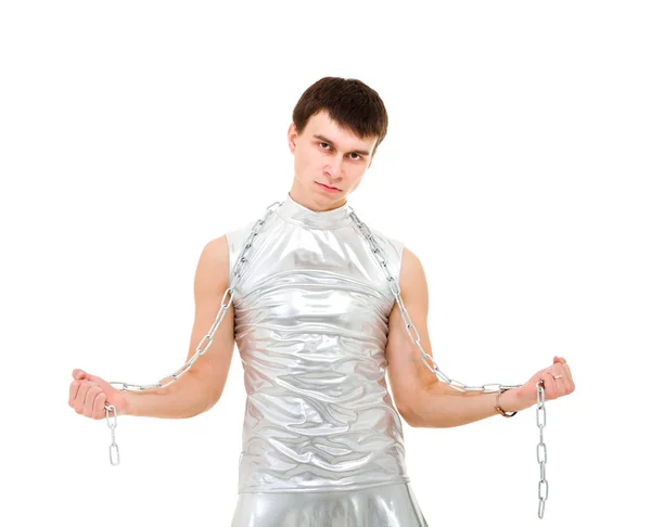 Young man with a chain — Stock Photo, Image