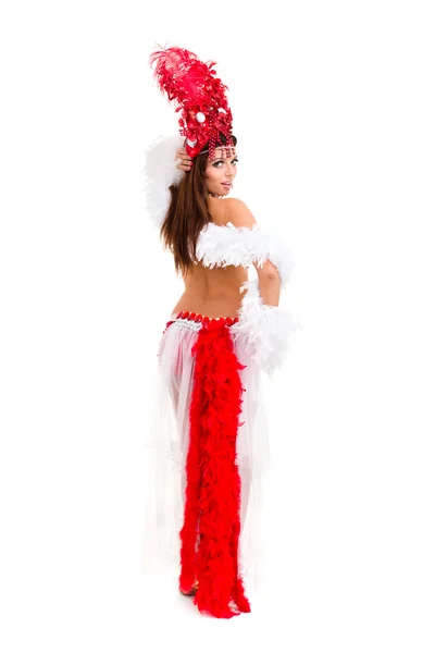 Belle femme danseuse de carnaval posant — Photo