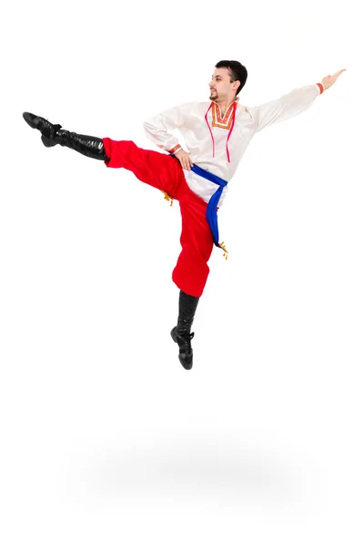 Man bär en folklig ukrainska kostym hoppning — Stockfoto