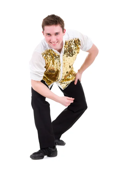 Vriendelijk lachende danser weergegeven: sommige bewegingen — Stockfoto