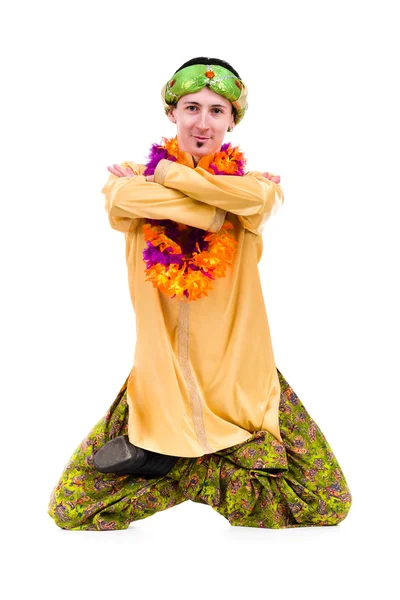 Man doing yoga exercise in pose of lotus — Stock Photo, Image