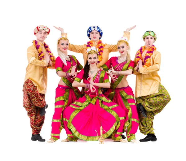 Dancers dressed in Indian costumes posing — Stock Photo, Image