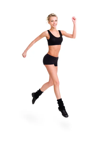 Läuferin isoliert. Fitness-Mädchen joggen. — Stockfoto