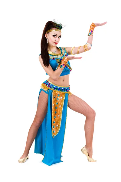 Dancing pharaoh woman wearing a egyptian costume. — Stock Photo, Image