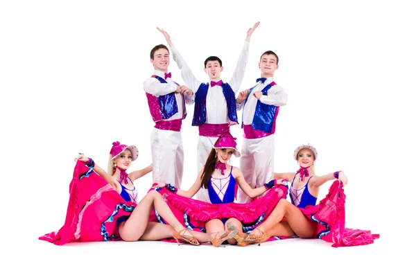 Cabaret dancer team dressed in vintage costumes — Stock Photo, Image