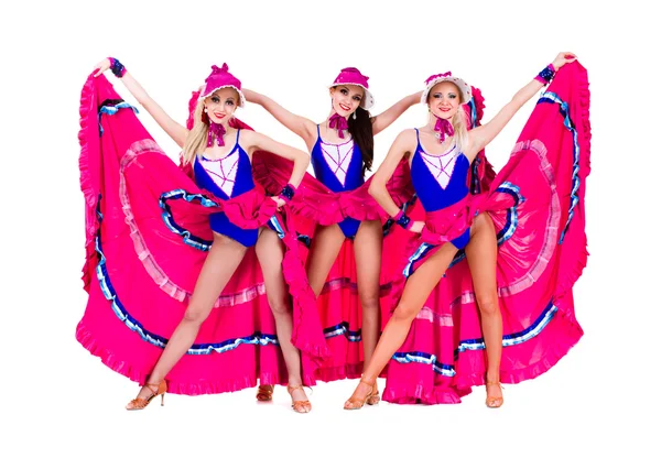 Cabaret dancer girls dressed in vintage costumes — Stock Photo, Image