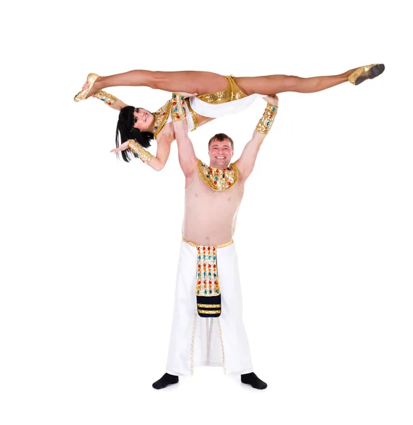 Acrobatic dance couple perform stunt — Stock Photo, Image