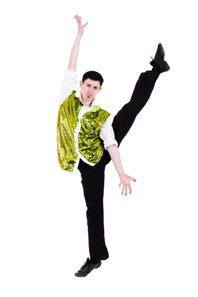 Friendly smiling dancer showing some movements — Stock Photo, Image