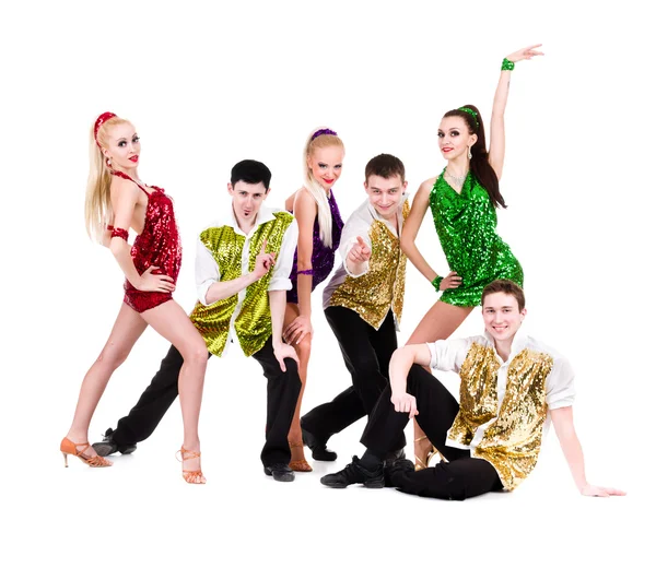 Disco dancer team. geïsoleerd op wit. — Stockfoto