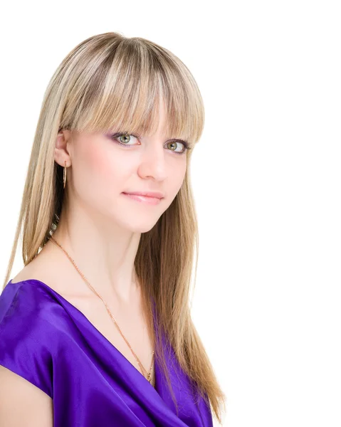 Smiling woman on white background — Stock Photo, Image