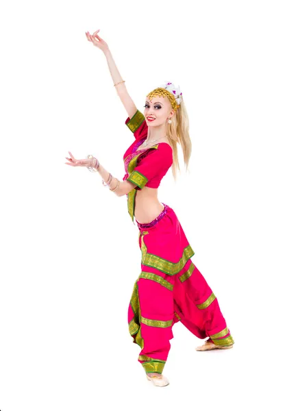 印度女人跳舞全长肖像 — 图库照片