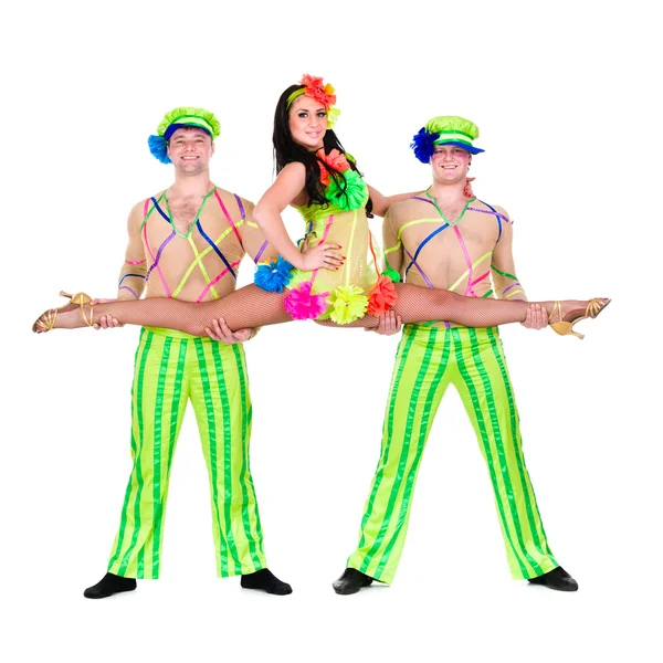 Acrobat carnival dancers doing splits — Stock Photo, Image