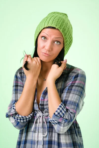 Angstig bezorgd vrouw met boos expressie — Stockfoto