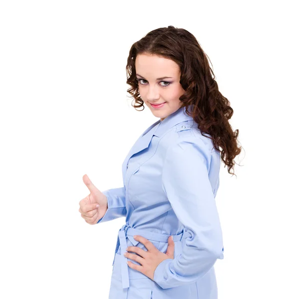 Female doctor with thumbs up gesture — Stock Photo, Image