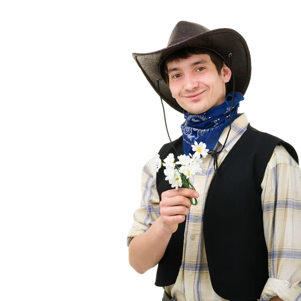 Ung man i cowboyhatt — Stockfoto