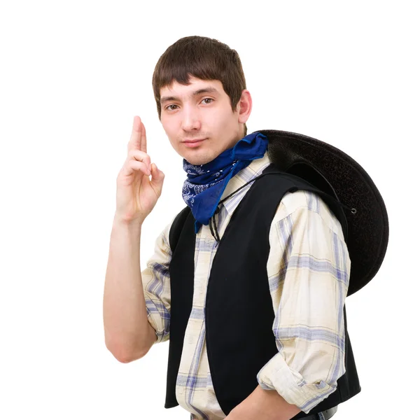 Молодий чоловік у ковбойському капелюсі — стокове фото