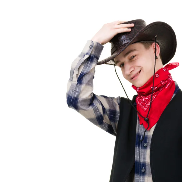 Ung man i cowboyhatt — Stockfoto