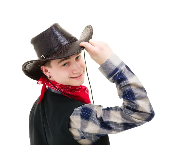 Ung man i cowboyhatt — Stockfoto