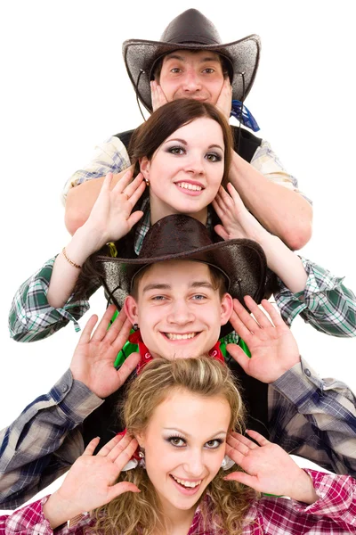 Cabaret dancer team dressed in cowboy costumes — Stock Photo, Image