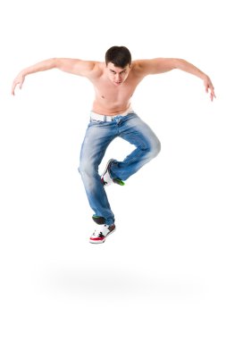 yakışıklı delikanlı Mavi Jeans atlama