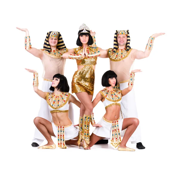 Dancers dressed in Egyptian costumes posing — Stock Photo, Image