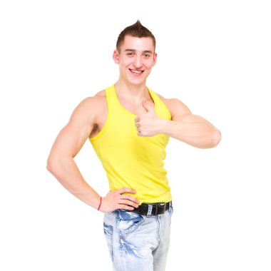 mutlu bir adam thumbsup işaret veren
