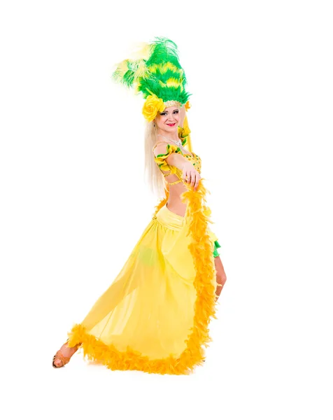Gyönyörű karnevál táncos nő pózol — Stock Fotó