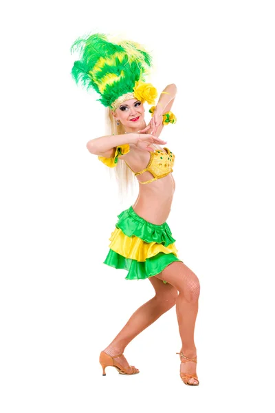 Красива карнавальна танцівниця позує — стокове фото