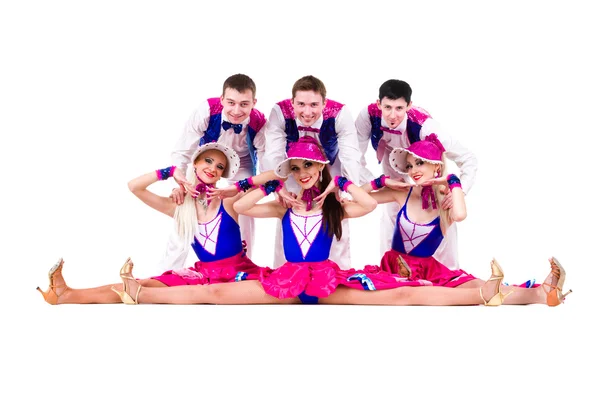 Cabaret dancer team dressed in vintage costumes — Stock Photo, Image