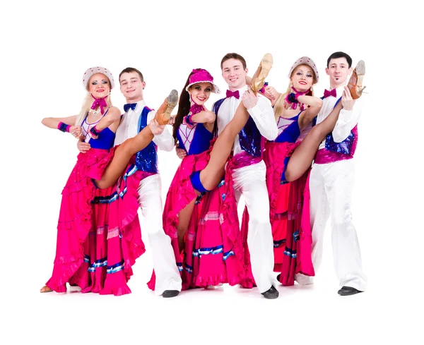 Equipe de dançarina de cabaré vestida com trajes vintage — Fotografia de Stock