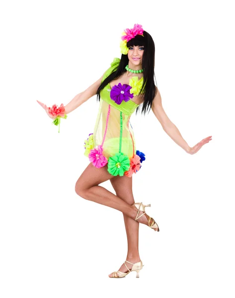 Vackra carnival dansare kvinna poserar — Stockfoto