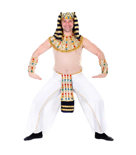 Танцующий фараон в египетском костюме . — стоковое фото