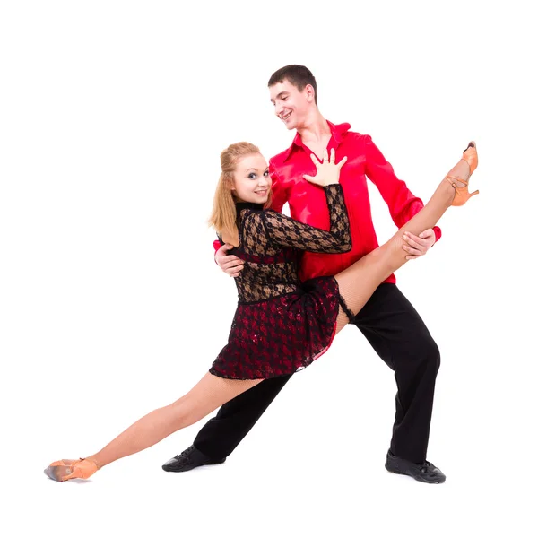 Sensual salsa dancing couple — Stock Photo, Image