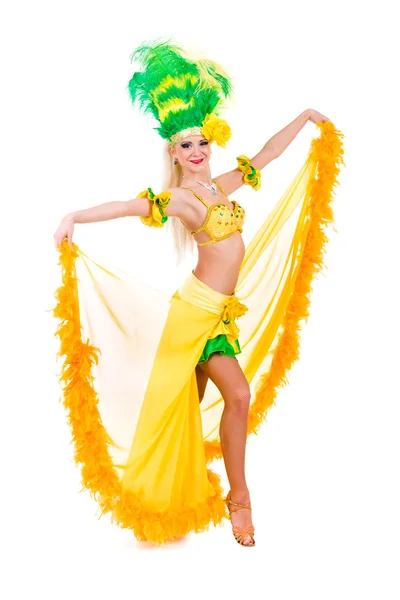 Bela dançarina de carnaval mulher posando — Fotografia de Stock