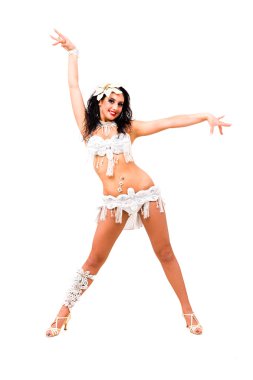 genç güzel dansöz beyaz kostümlü