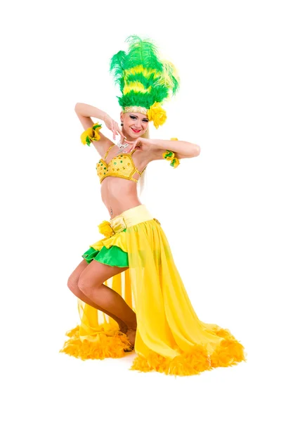 Красива карнавальна танцівниця позує — стокове фото