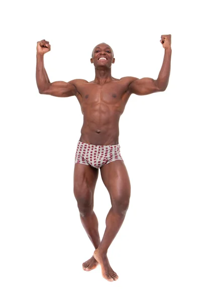 健康的肌肉男子与他的身体是快乐 — 图库照片