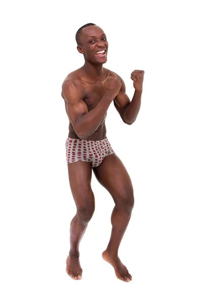 Hombre musculoso saludable es feliz con su cuerpo — Foto de Stock