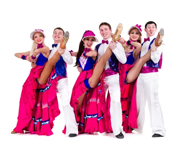 Cabaret dancer team dressed in vintage costumes — Stock Photo, Image