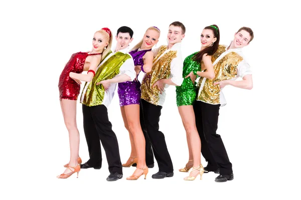 Disco dancer team. Isolated on white. — Stock Photo, Image