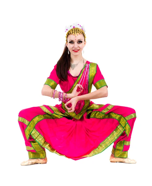 Full length portrait of indian woman dancing — Zdjęcie stockowe