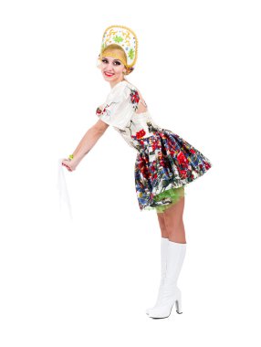 çekici bir kadın halk Rus elbise